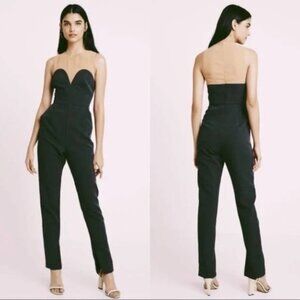 NEW Foxiedox Cindy Black Illusion Sweetheart Neck Sleeveless Jumpsuit Medium